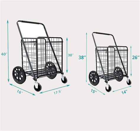 Premium Shopping Cart with 360° Rolling Swivel Wheels- Large & Medium ...