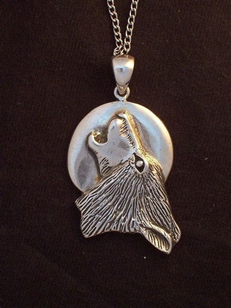 Sterling Silver Full Moon Wolf Jewelry Pendant by McCloud9Jewelry Wolf ...