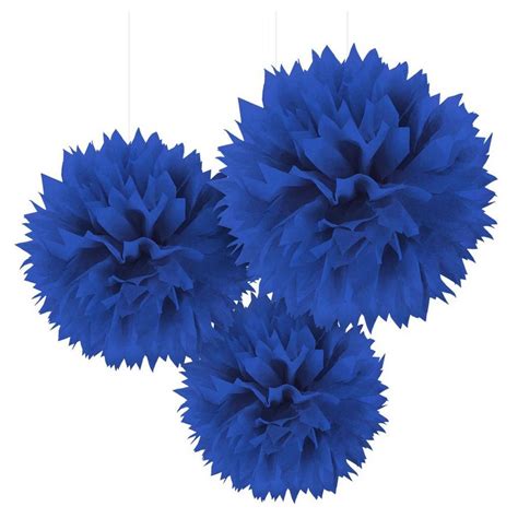 Royal Blue Tissue Pom Poms 3ct | Party City