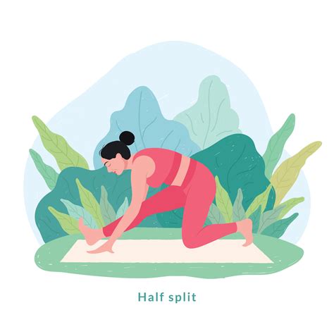 Half Split Yoga pose. Young woman woman doing yoga for Yoga Day Celebration. 10978421 Vector Art ...