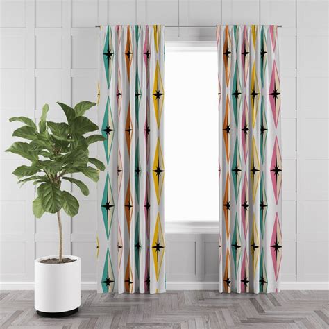 Mid Century Modern Window Curtains Atomic Diamonds - Etsy | Modern ...