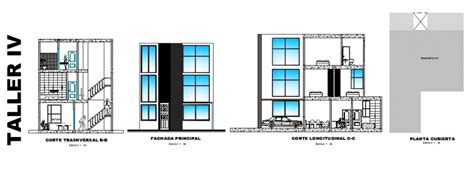 Main elevation, longitudinal and transverse section and cover plan details of house dwg file ...