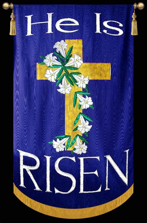 He is Risen - Cross - Christian Banners for Praise and Worship