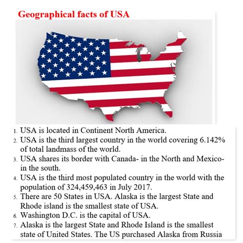 Geographical facts of USA. | Interesting facts about usa, Country facts, Facts