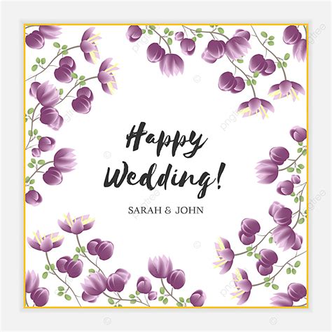 Purple Floral Happy Wedding Gift Card Template Download on Pngtree