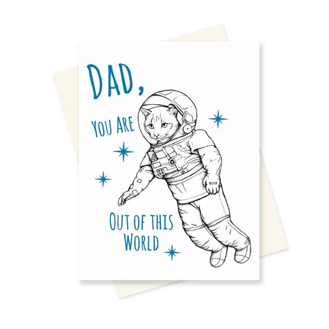 Funny Fathers Day Card Space Cat Cat Fathers Day Card - Etsy