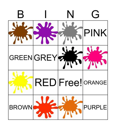 Color Bingo! Bingo Card