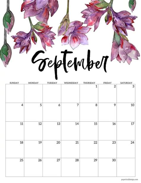 2022 Free Printable Calendar – Floral - Paper Trail Design in 2022 ...