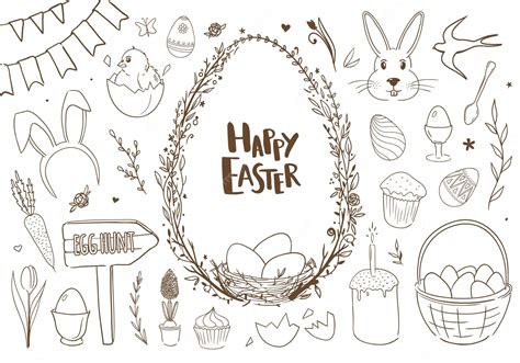 Premium Vector | Easter doodles isolated on white. vector set with ...