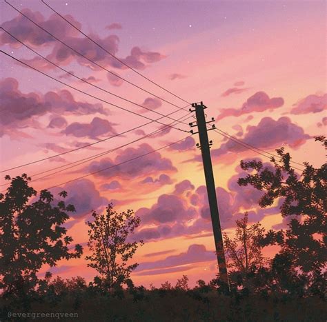 Sunset Aesthetic Cloud Painting / Buy original art worry free with our ...