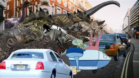 Dinosaur Stampede in a city by Artapon on DeviantArt