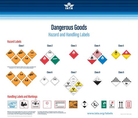 IATA Dangerous Goods Hazards and Handling Labels Poster, Poster