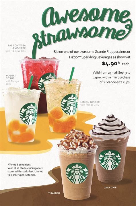 an advertisement for starbucks's coffee with different drinks and ...