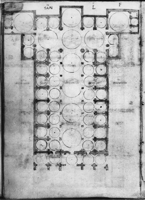 Giuliano da Sangallo, Basilica of San Lorenzo floor plan sketch ...