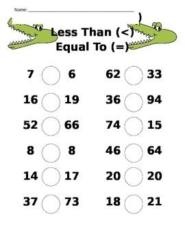 Greater than less than equal to worksheets 3rd grade - cbjuja