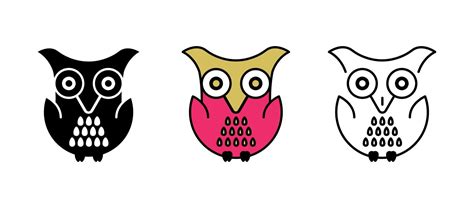 Owl icon design. Set for Halloween concept. Set of colored and silhouette linear icons. 7249244 ...