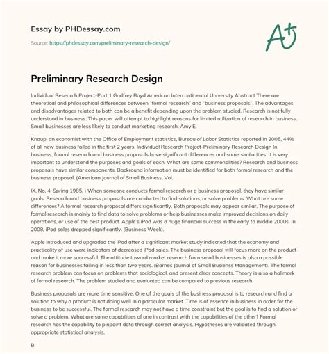 Preliminary Research Design (600 Words) - PHDessay.com