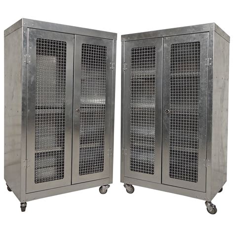 Pair of Stainless Steel Cabinet For Sale at 1stdibs