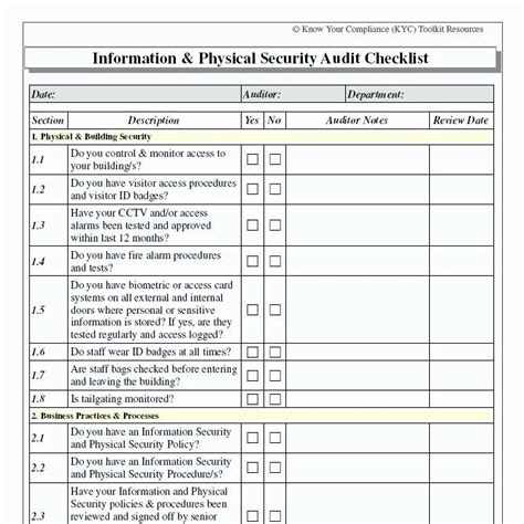 Physical Security Risk Assessment Template