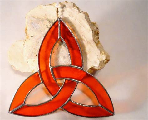 Orange Stained Glass Trinity Knot | Etsy