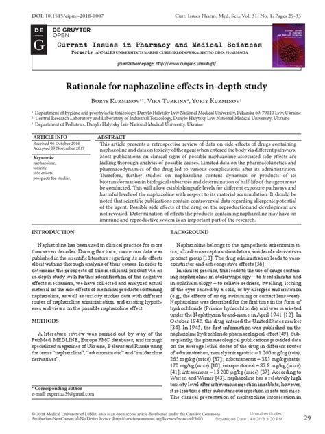 Rationale For Naphazoline Effects In-Depth Study | PDF | Medicine ...