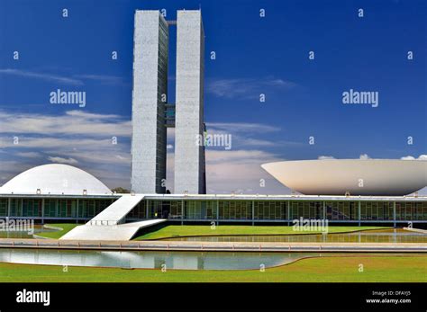 Brazil, Brasilia: National Congress building by Oscar Niemeyer Stock Photo - Alamy