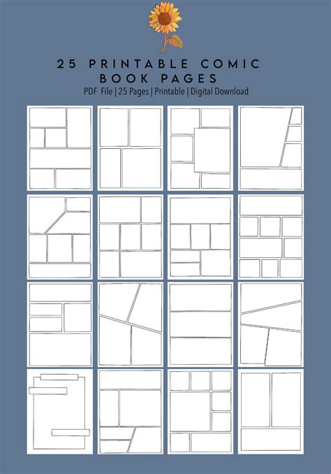 Blank Comic Book Layout Pages 25 Layouts Printable | Etsy