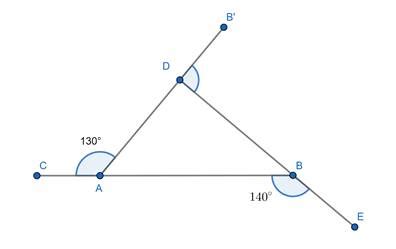 Choose the correct answer: The three exterior angles of a triangle are 130°, 140°, x° then x° is