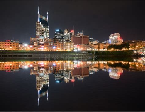 Nashville Night Skyline stock image. Image of river - 115232673