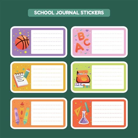 School Journal Sticker Labels 5673471 Vector Art at Vecteezy