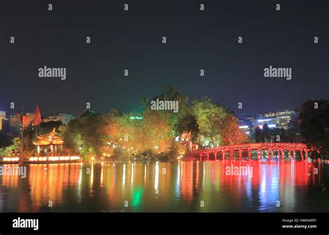 Hoan Kiem lake night cityscape in Hanoi Vietnam Stock Photo - Alamy