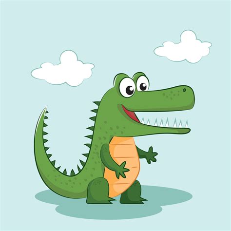 Cute Crocodile. Funny Alligator Predator Green Animal Character Cartoon Style Vector ...