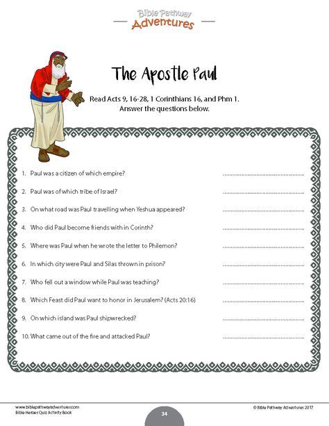 Printable Quiz Activity Book: Bible Heroes | Sunday school kids, Bible ...