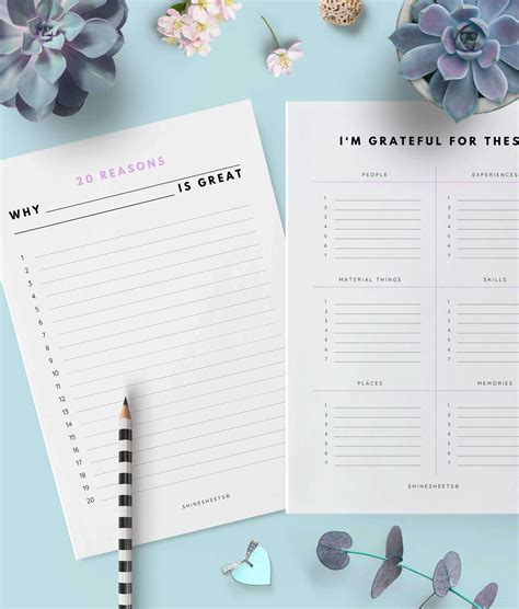 Gratitude Journal Printable (10 Pages) | ShineSheets