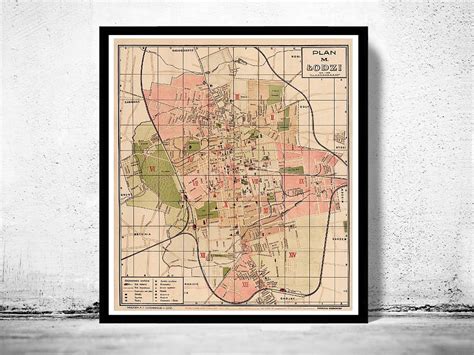 Old Map of Lodz Poland 1927 - VINTAGE MAPS AND PRINTS