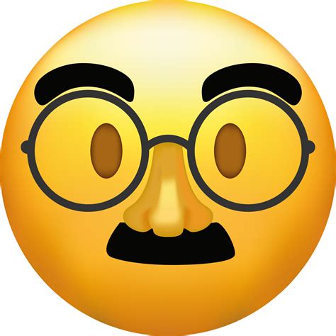 Face with glasses and mustache, yellow emoji smile. 22461793 Vector Art at Vecteezy