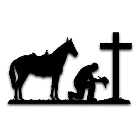 Amazon.com: Cowboy Praying Horse Cross - Sticker Graphic - Auto, Wall, Laptop, Cell, Truck ...