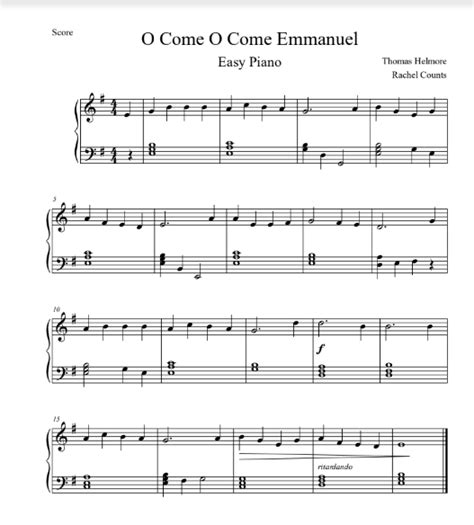 FREE O Come O Come Emmanuel Piano Sheet Music