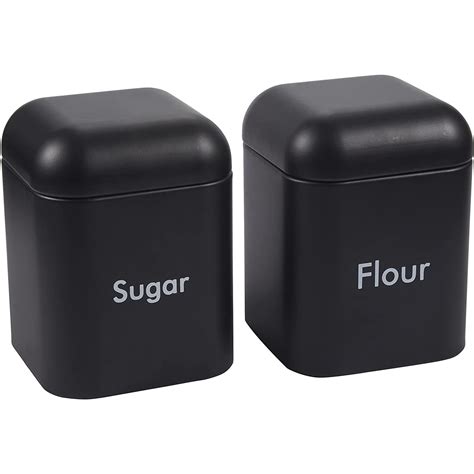 Buy Juvale 2-Piece Black Flour and Sugar Containers for Countertop ...