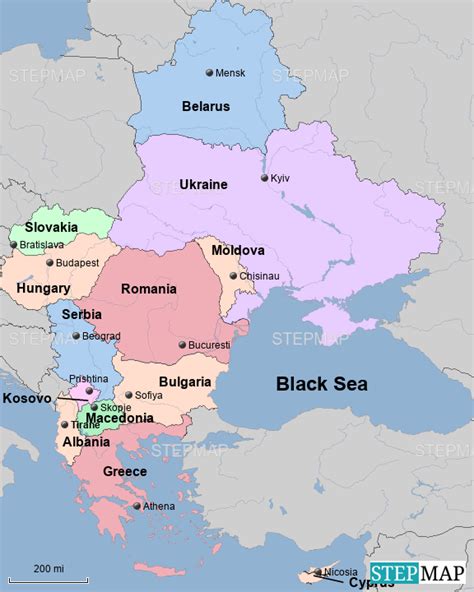 StepMap - Southeastern Europe - Landkarte für Romania