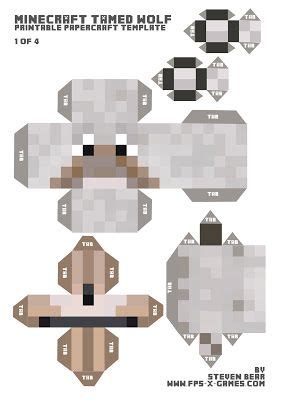 Minecraft Papercraft Wolf Tame