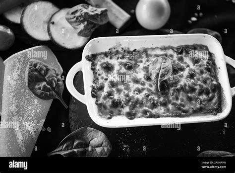 Rustic lasagne Black and White Stock Photos & Images - Alamy
