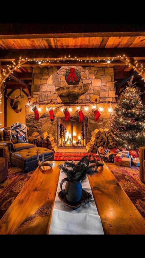 Pin by Heather Grace on beach house ☀️ | Cozy fireplace, Cabin christmas, Rustic house