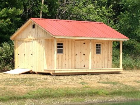 10' x 18' shed with 4' porch, metal roof, windows and extra door. Handmade by Amish, delivered ...