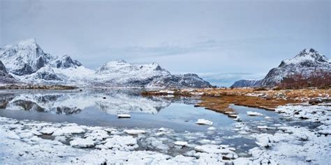 Premium Photo | Fjord in winter, norway