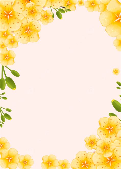 Yellow Fashion Floral Plant Border Background Wallpaper Image For Free ...