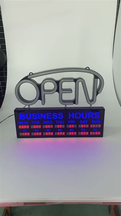 Led Neon Open Sign With Business Hours - Buy Open Sign,Led Open Sign,Led Open Sign With Business ...