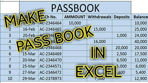 How to make passbook in excel | bank passbook in excel | excel practice ...