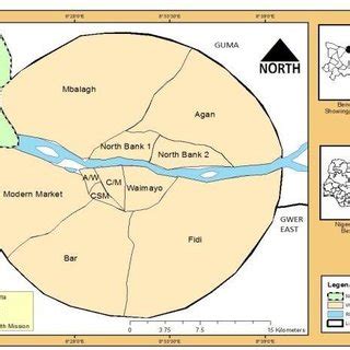 Map of Makurdi LGA showing the sampled wards | Download Scientific Diagram