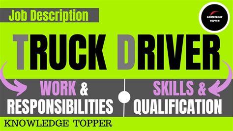 Truck Driver Job Description | Truck Driver Duties | Truck Driver Resume | Truck Driver Skills ...